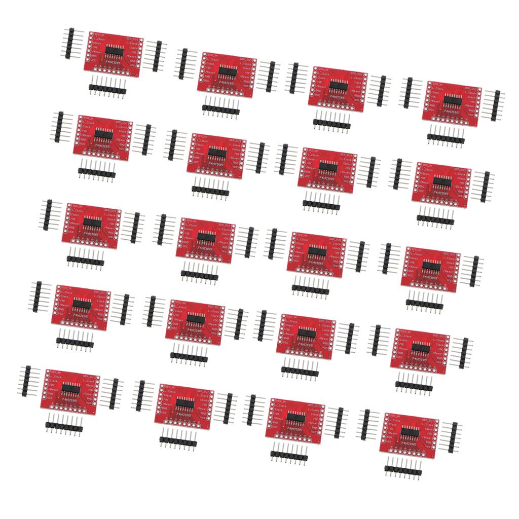 20 Pieces 74HC595 8-Bit Shift Register DIP-16 IC Breakout PCB Board