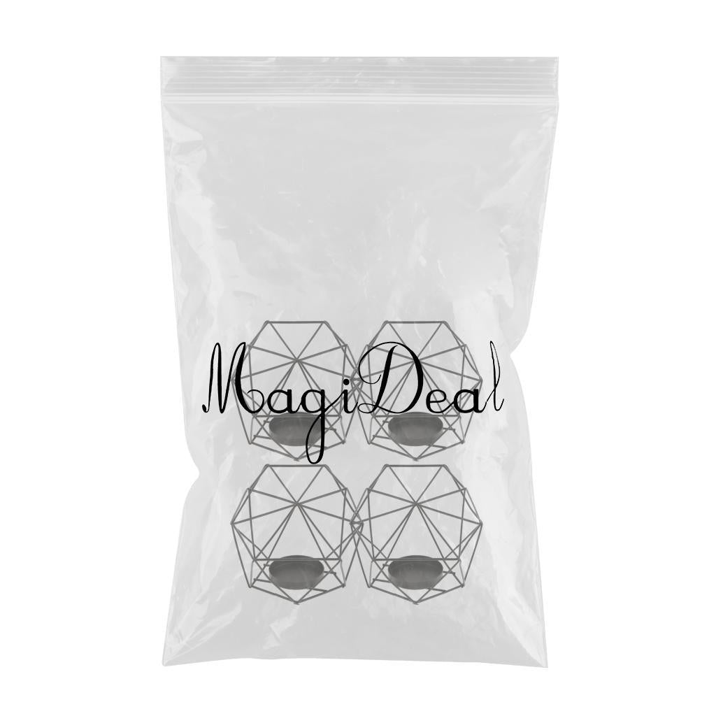 4Pcs 3D Geometric Wedding Candlestick Votive Candle Tealight Holder Black