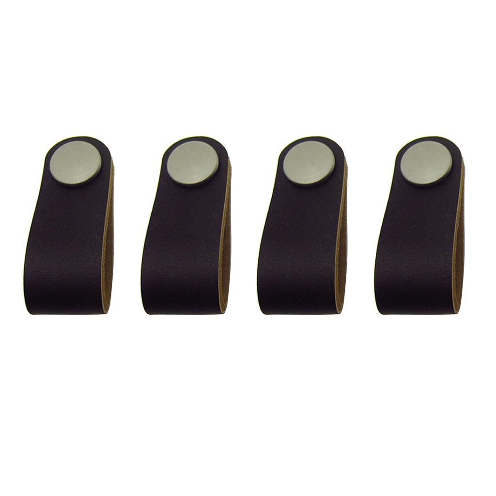 4x Handmade Leather Suitcase Handle Drawer Cabinet Leather Handle Pulls Knob