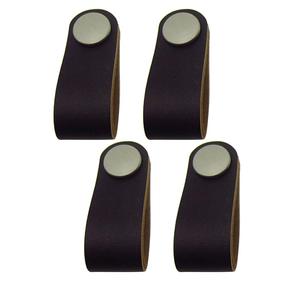 4x Handmade Leather Suitcase Handle Drawer Cabinet Leather Handle Pulls Knob