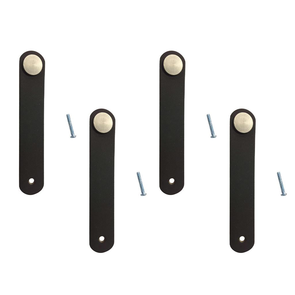 4x Handmade Leather Suitcase Handle Drawer Cabinet Leather Handle Pulls Knob