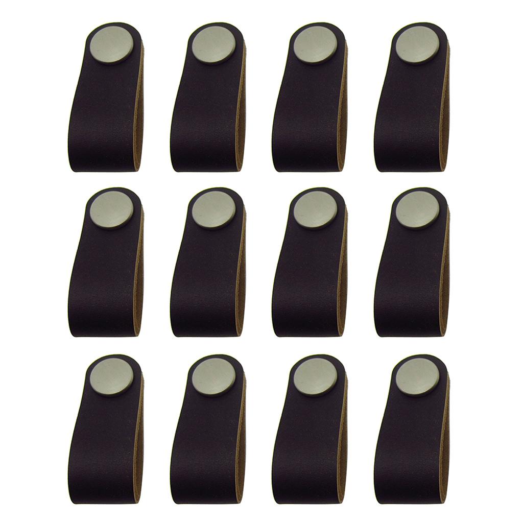 12x Handmade Leather Suitcase Handle Drawer Cabinet Leather Handle Pull Knob