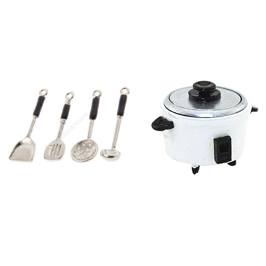 1:12 Dollhouse Miniature Kitchen Electric Cooker Metal Kitchenware Set