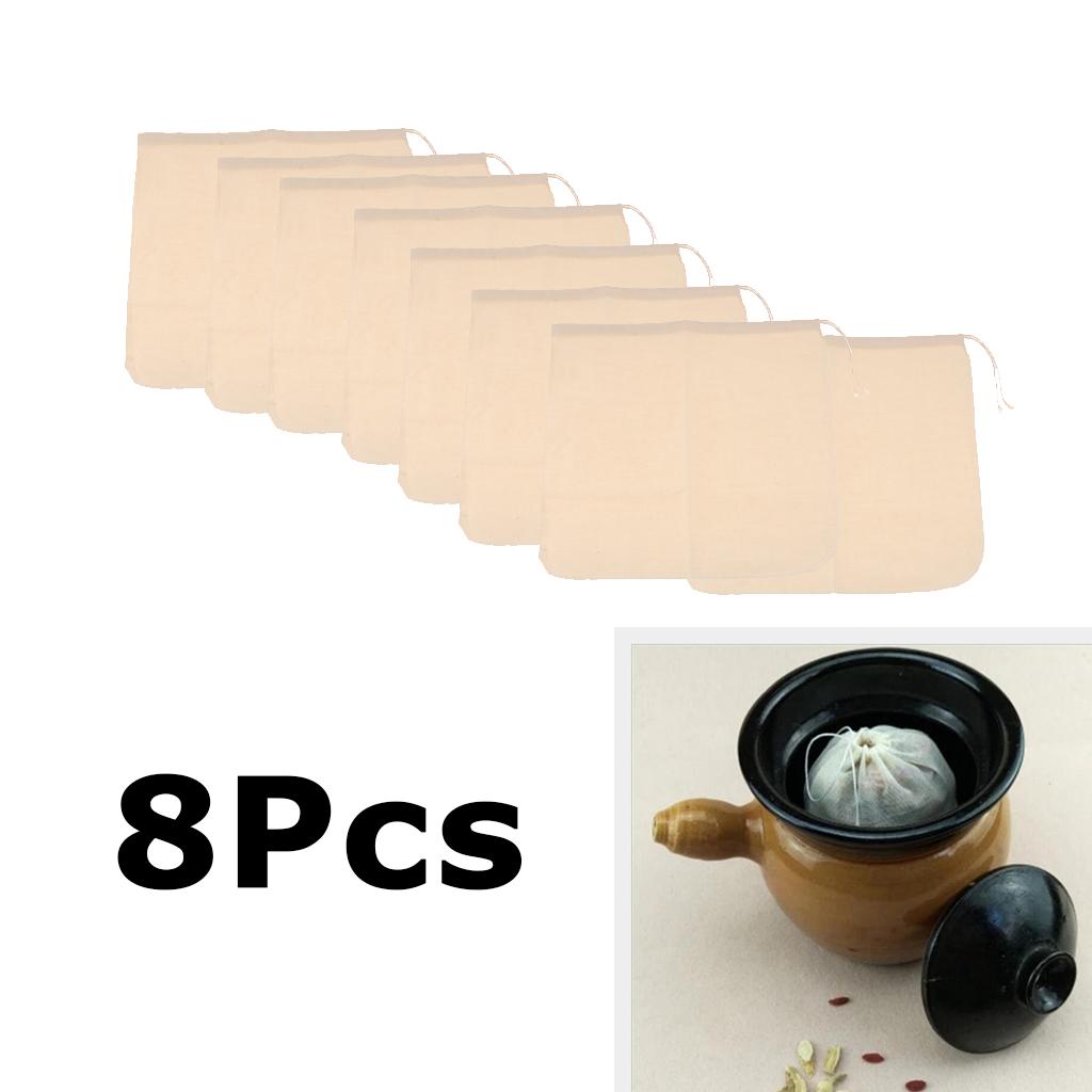 8 Pcs Milk Coffee Juice Reusable Cotton Mesh Strainer Filter Bag 30x30cm