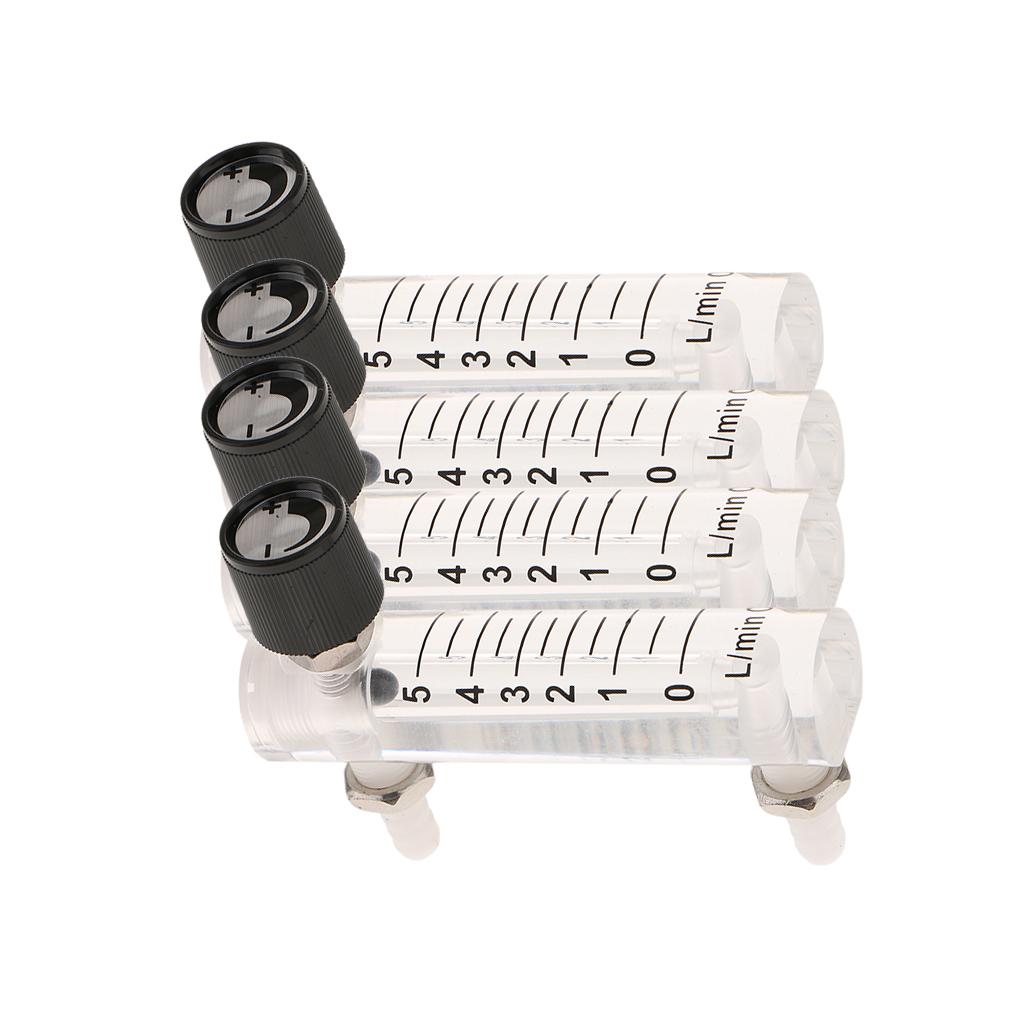 4Pcs Oxygen Flow Meter Flowmeter with Control Valve for Air 1-10LPM
