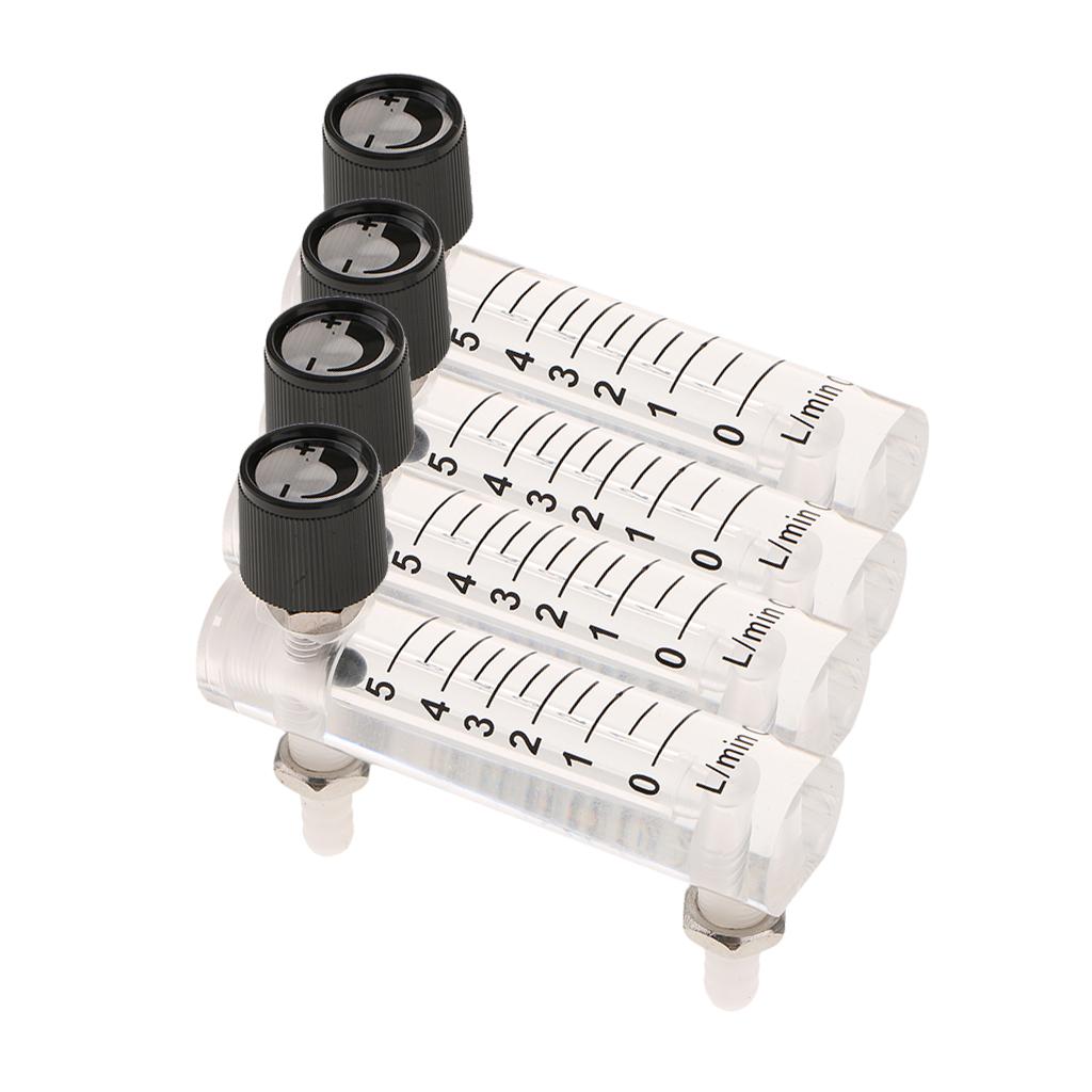 4Pcs Oxygen Flow Meter Flowmeter with Control Valve for Air 1-10LPM