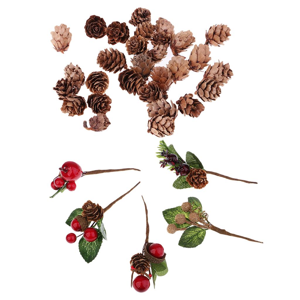 35 Pieces Shabby Chic Artificial Dried Flowers Natural Pine Cones Ornaments