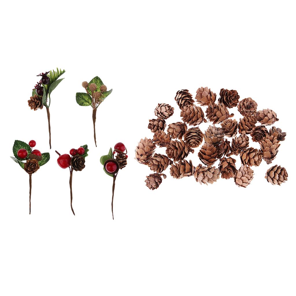 35 Pieces Shabby Chic Artificial Dried Flowers Natural Pine Cones Ornaments