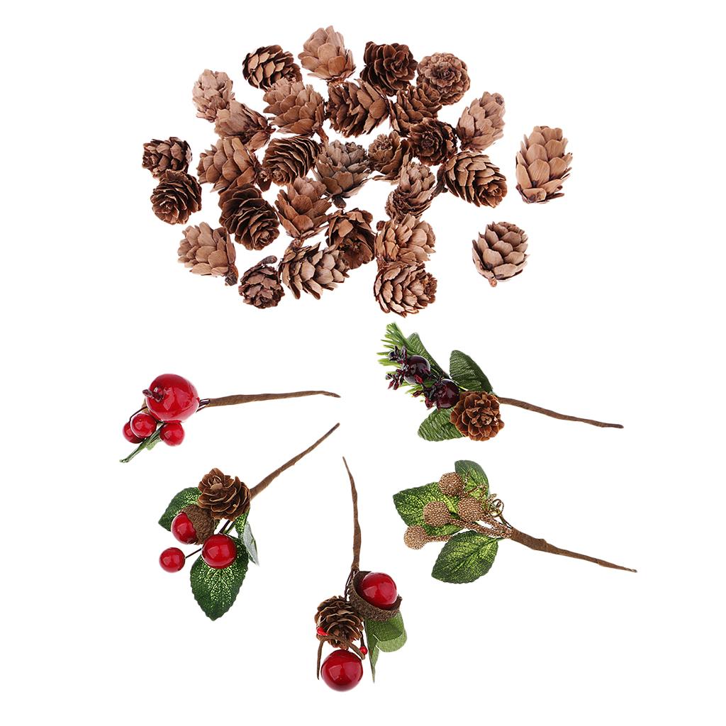 35 Pieces Shabby Chic Artificial Dried Flowers Natural Pine Cones Ornaments