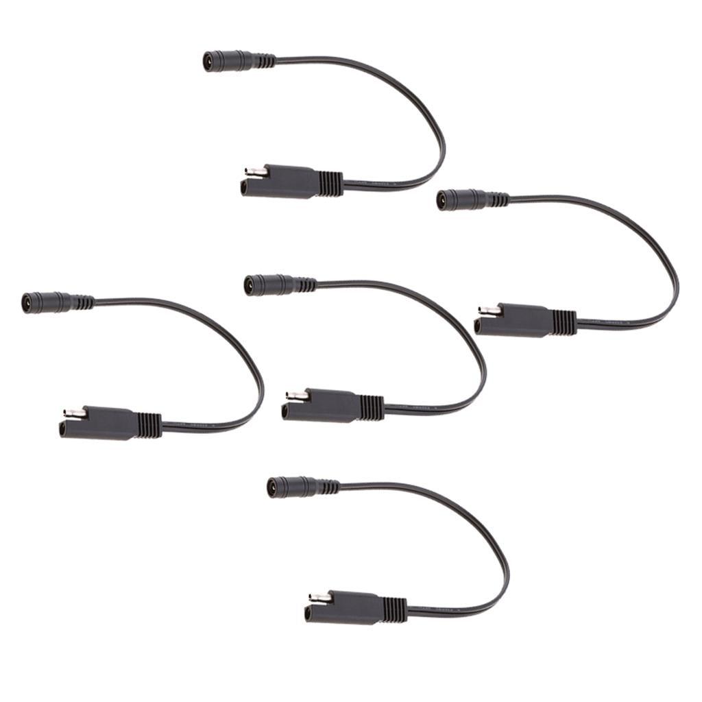 5x 10in SAE Connection to DC Coax Female Motorcycle Heat Clothing Adapter