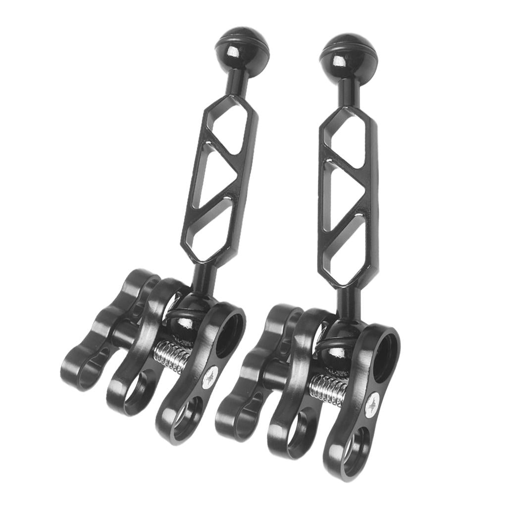 2 Pieces Scuba Diving Light Clip Dual Ball Joint Arm Clamp for Camera Torch