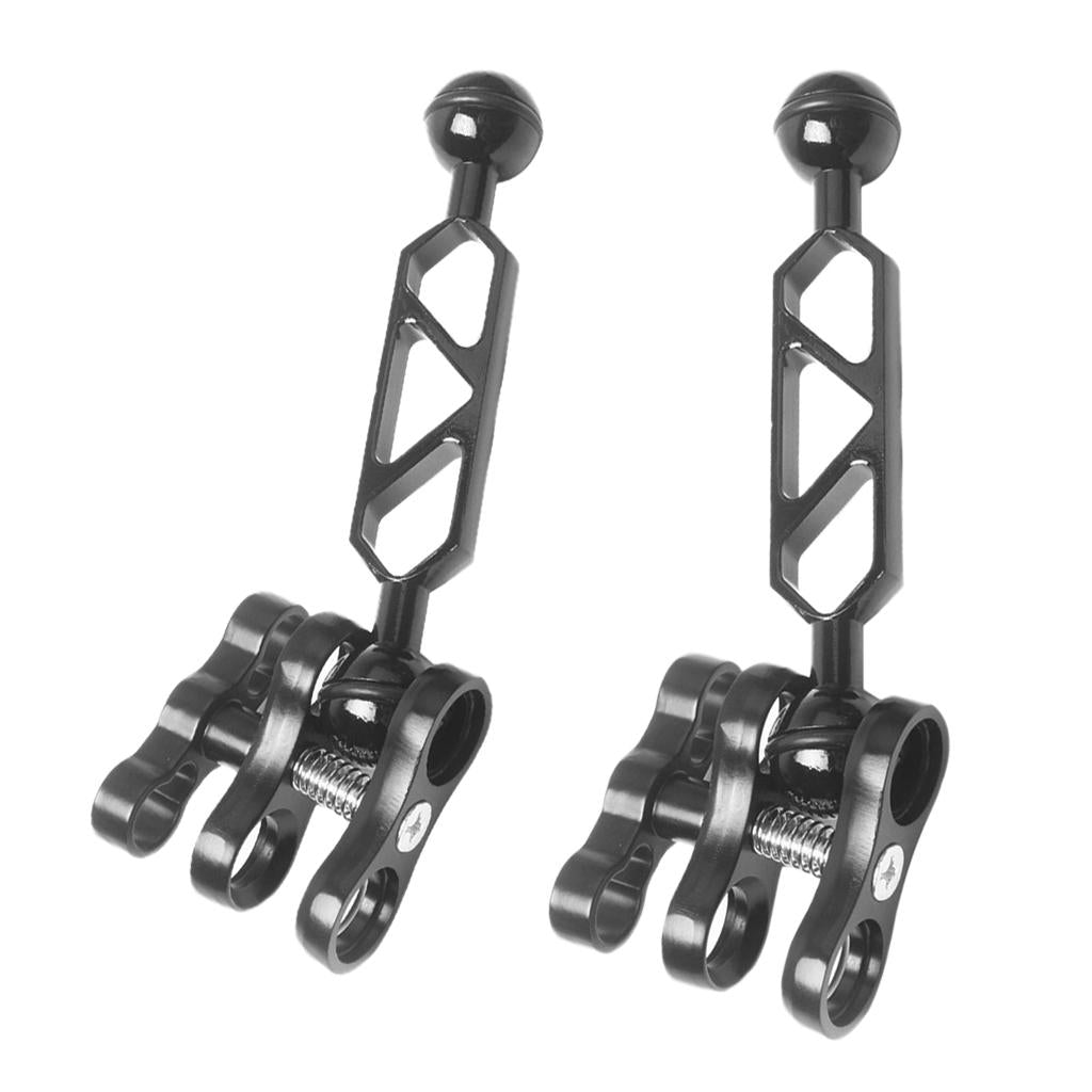 2 Pieces Scuba Diving Light Clip Dual Ball Joint Arm Clamp for Camera Torch