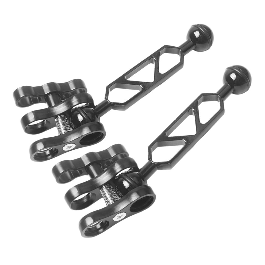 2 Pieces Scuba Diving Light Clip Dual Ball Joint Arm Clamp for Camera Torch