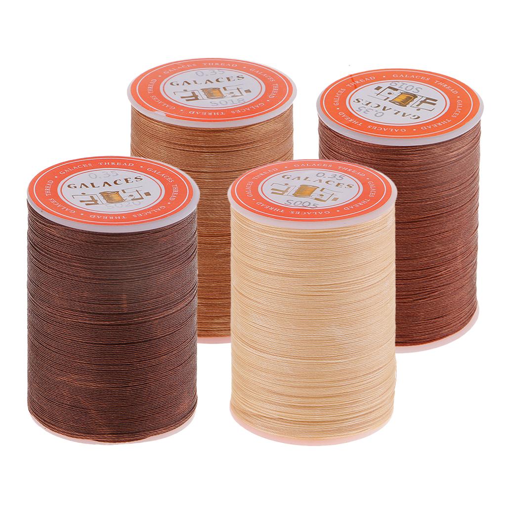 4 Rolls 300M 0.35mm Round Polyester Waxed Thread Sewing Stitching DIY Craft