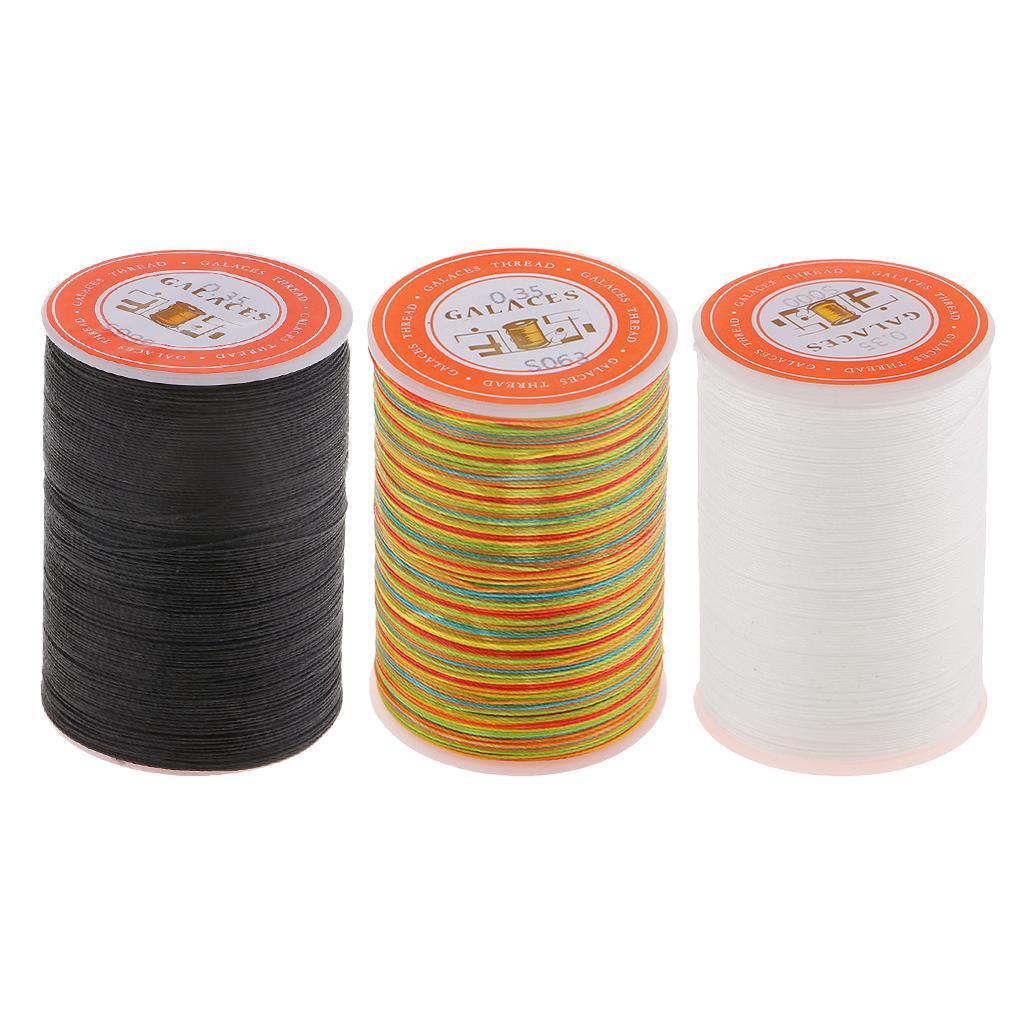 3 Rolls 0.35mm Round Polyester Waxed Thread Sewing Stitching DIY Craft