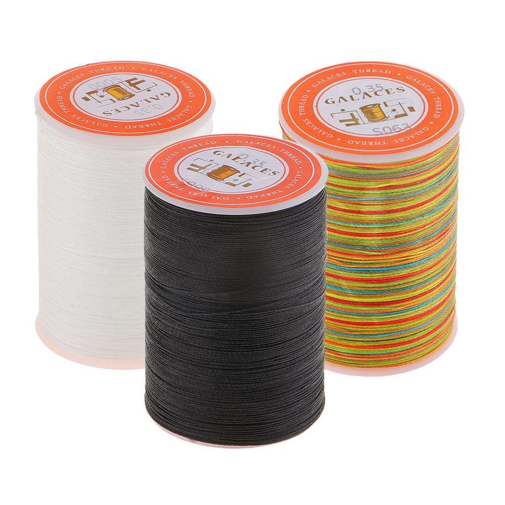 3 Rolls 0.35mm Round Polyester Waxed Thread Sewing Stitching DIY Craft
