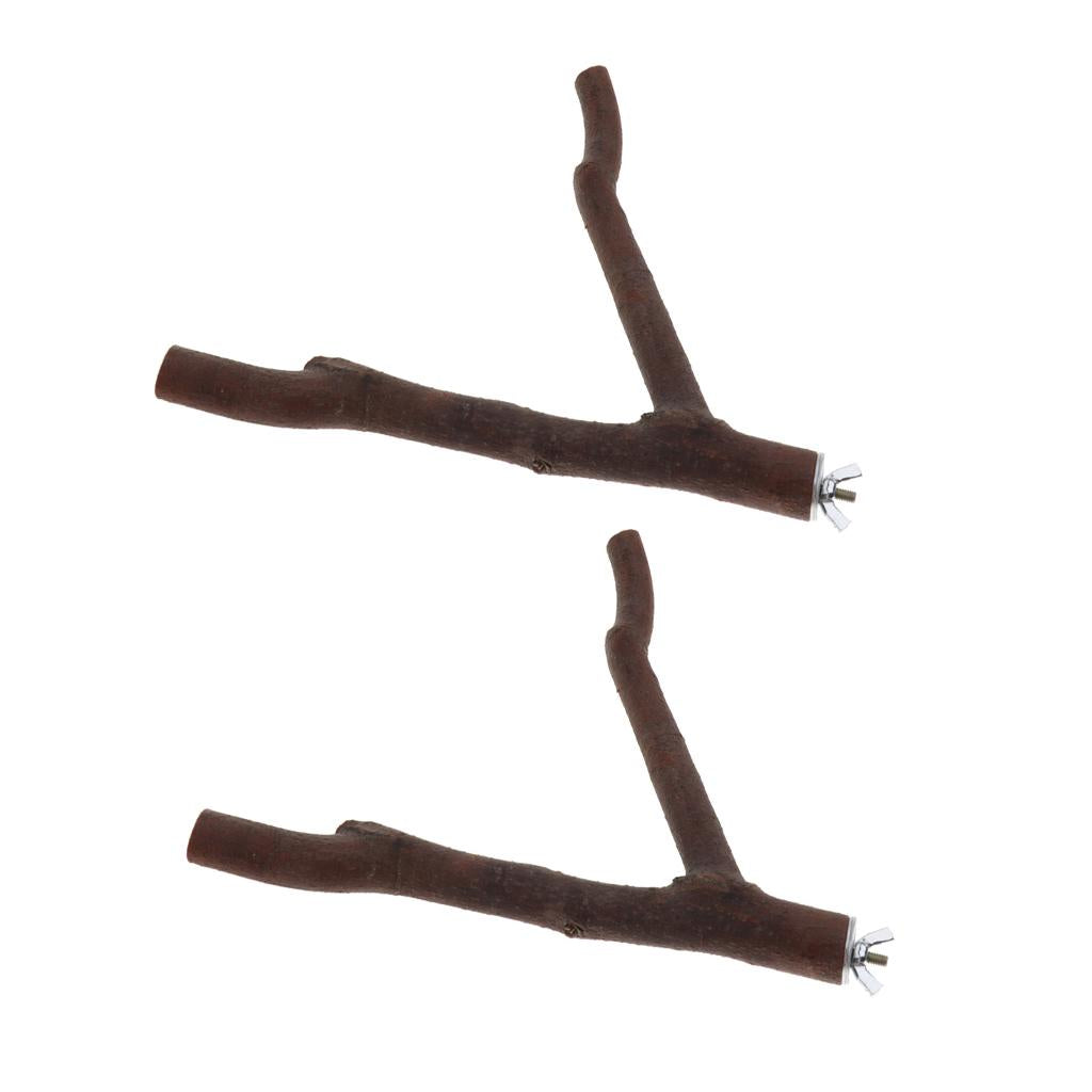 2x Parrot Wood Fork Stand Toy Bird African Greys Branch Perches Cage 3#