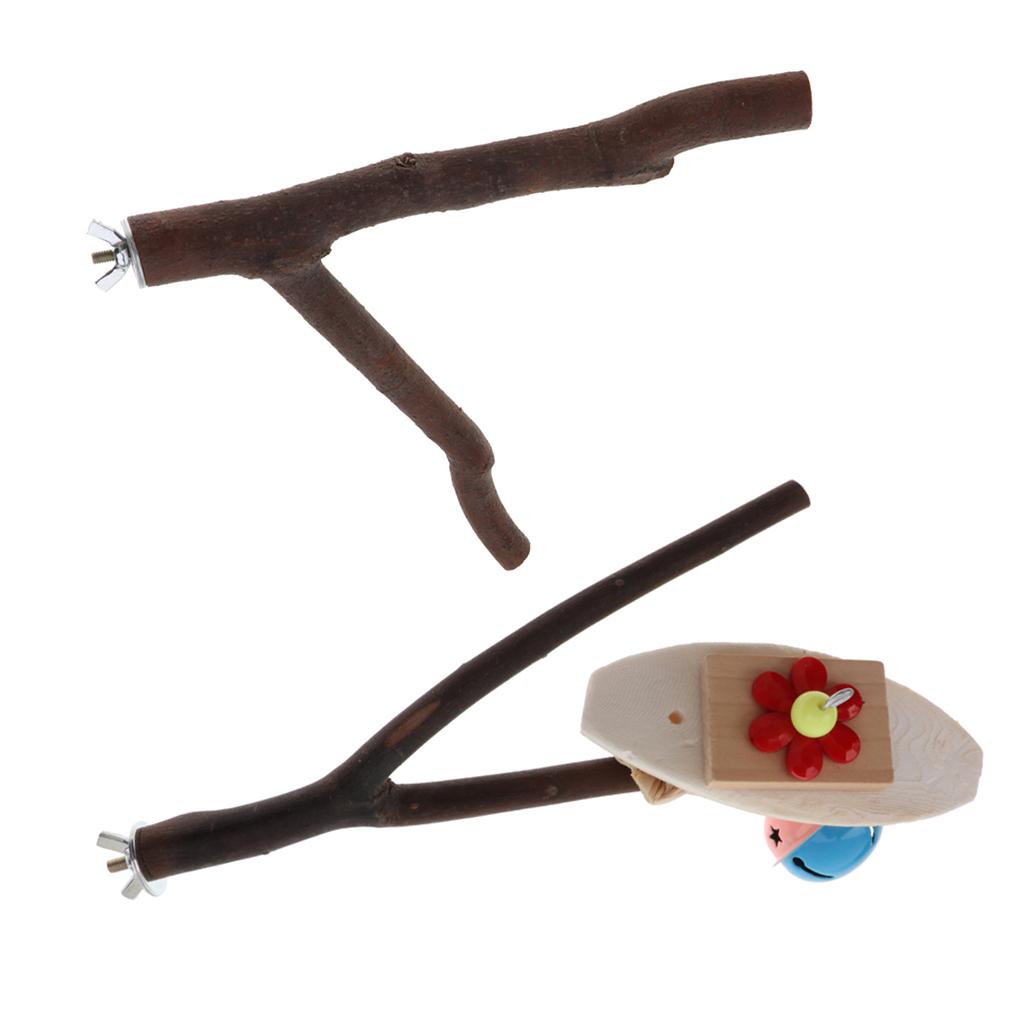 2x Parrot Wood Fork Stand Toy Bird African Greys,Macaws Branch Perches 1&3#