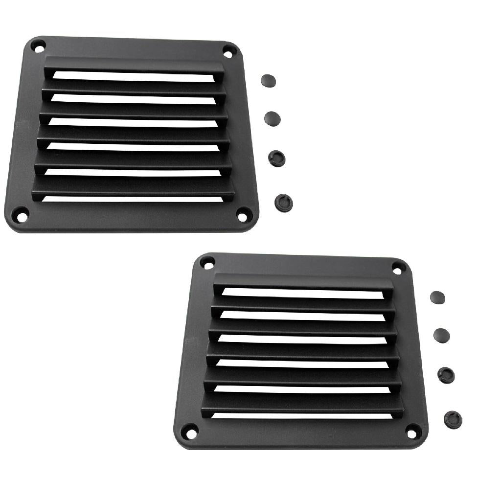 2 Pieces Black ABS Louvered Plastic Vent 5-1/2 x 4-7/8" for Boat"
