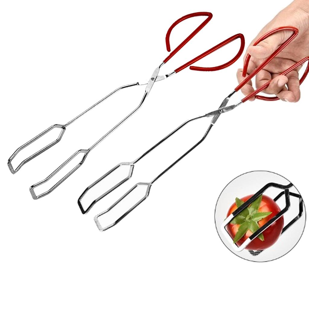 2Pcs Stainless Steel BBQ Barbecue Scissors Tongs Kitchen Buffet Pliers
