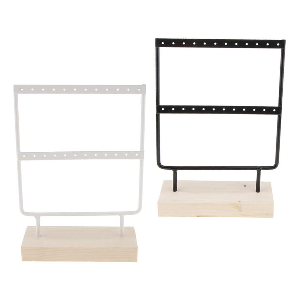2 Pieces 24 Holes Earrings Organizer Holder Necklaces Jewelry Display Stand