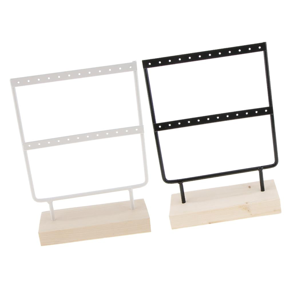 2 Pieces 24 Holes Earrings Organizer Holder Necklaces Jewelry Display Stand