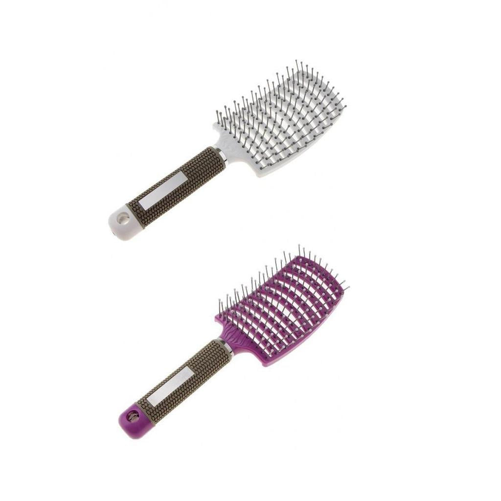 2pcs Large Curved Vented Hair Brush for Detangling Drying Scalp Massage