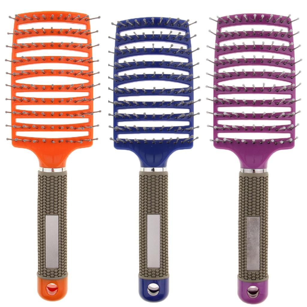 3pcs Large Curved Vented Hair Brush for Detangling Drying Scalp Massage