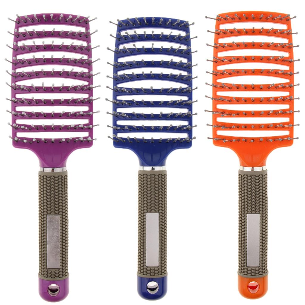 3pcs Large Curved Vented Hair Brush for Detangling Drying Scalp Massage
