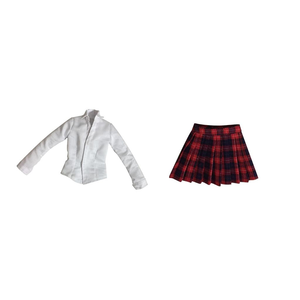 1/6 Scale Mini Plaid Skirt + White Shirt for 12 Female Action Figures Body"