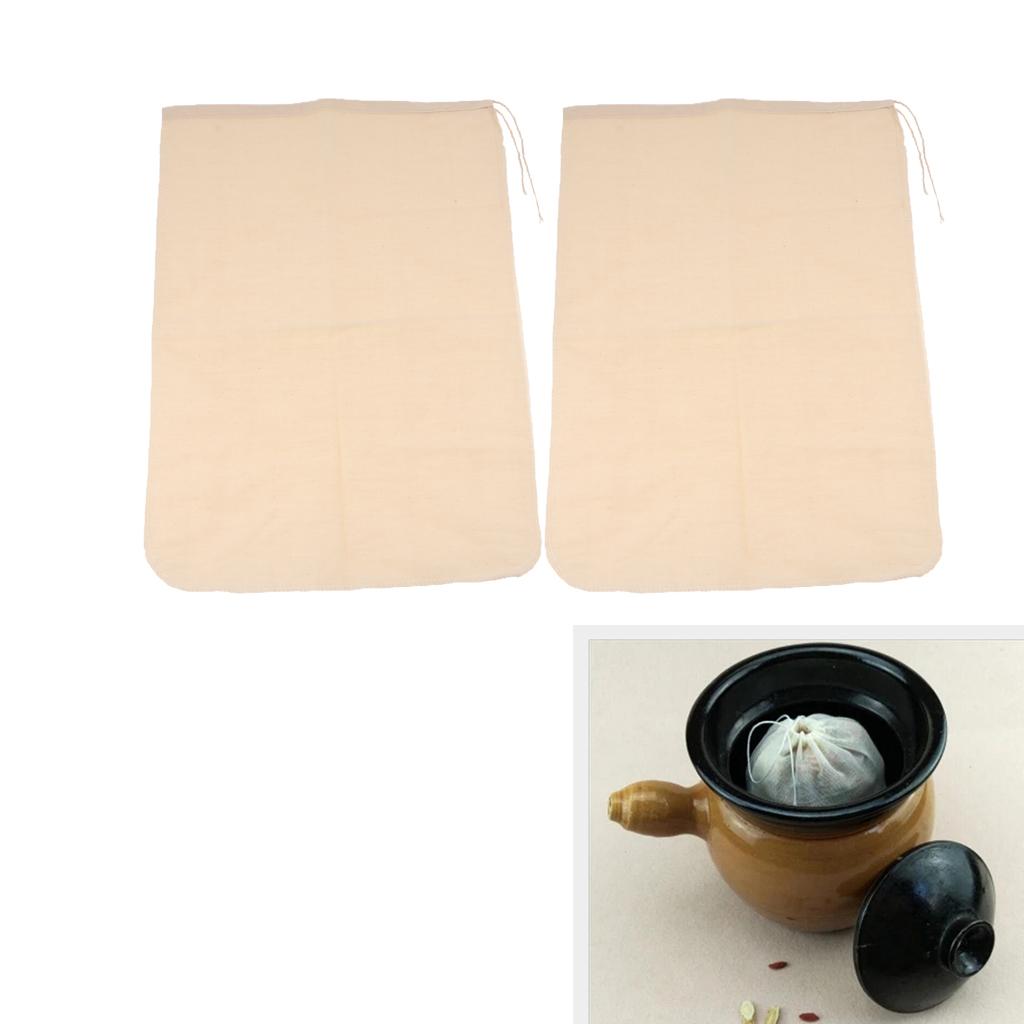 2 Pcs Milk Coffee Juice Reusable Cotton Mesh Strainer Filter Bag 30x45cm