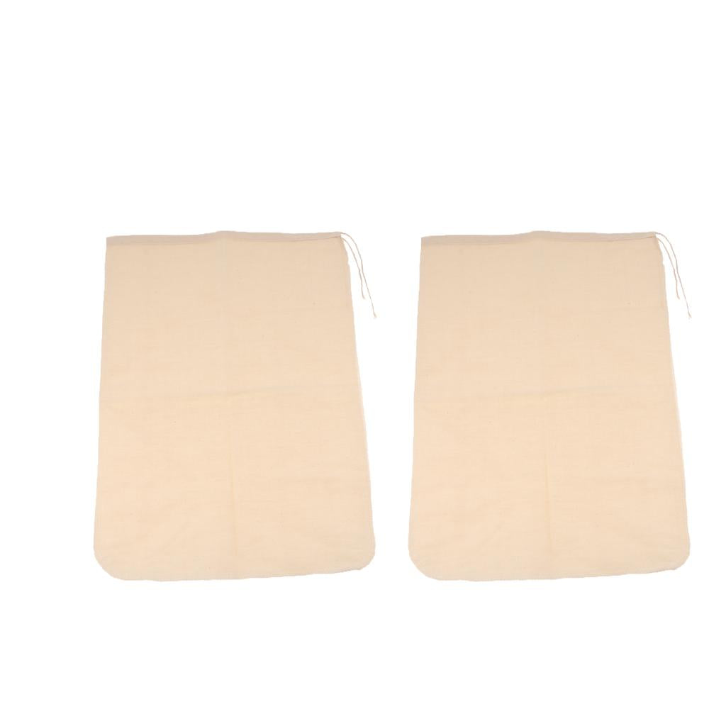 2 Pcs Milk Coffee Juice Reusable Cotton Mesh Strainer Filter Bag 30x45cm