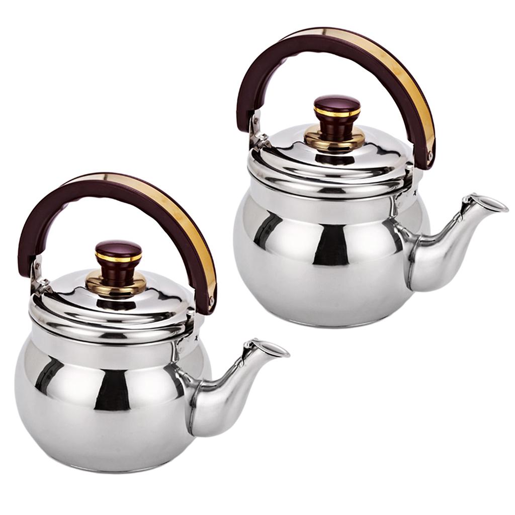 2pcs Outdoor Camping Stainless Steel Whistling Kettle Kitchen Tea Pot 0.6L