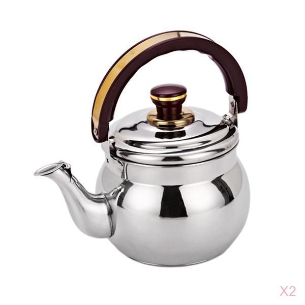 2pcs Outdoor Camping Stainless Steel Whistling Kettle Kitchen Tea Pot 0.6L