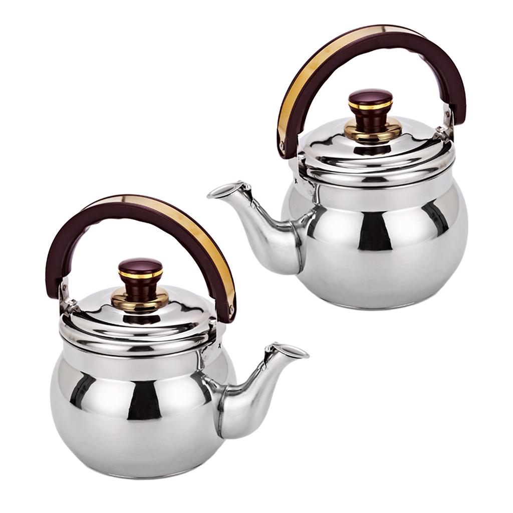 2pcs Outdoor Camping Stainless Steel Whistling Kettle Kitchen Tea Pot 0.6L