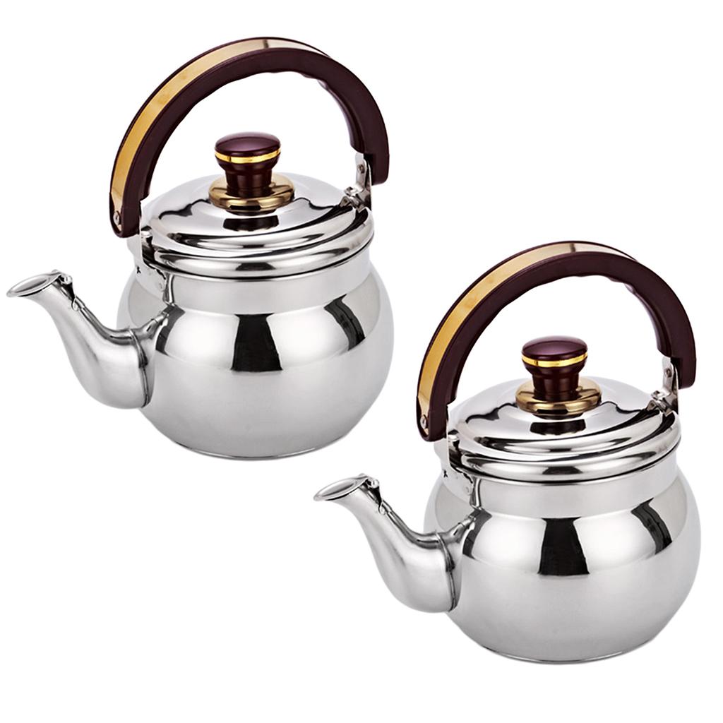 2pcs Outdoor Camping Stainless Steel Whistling Kettle Kitchen Tea Pot 0.6L