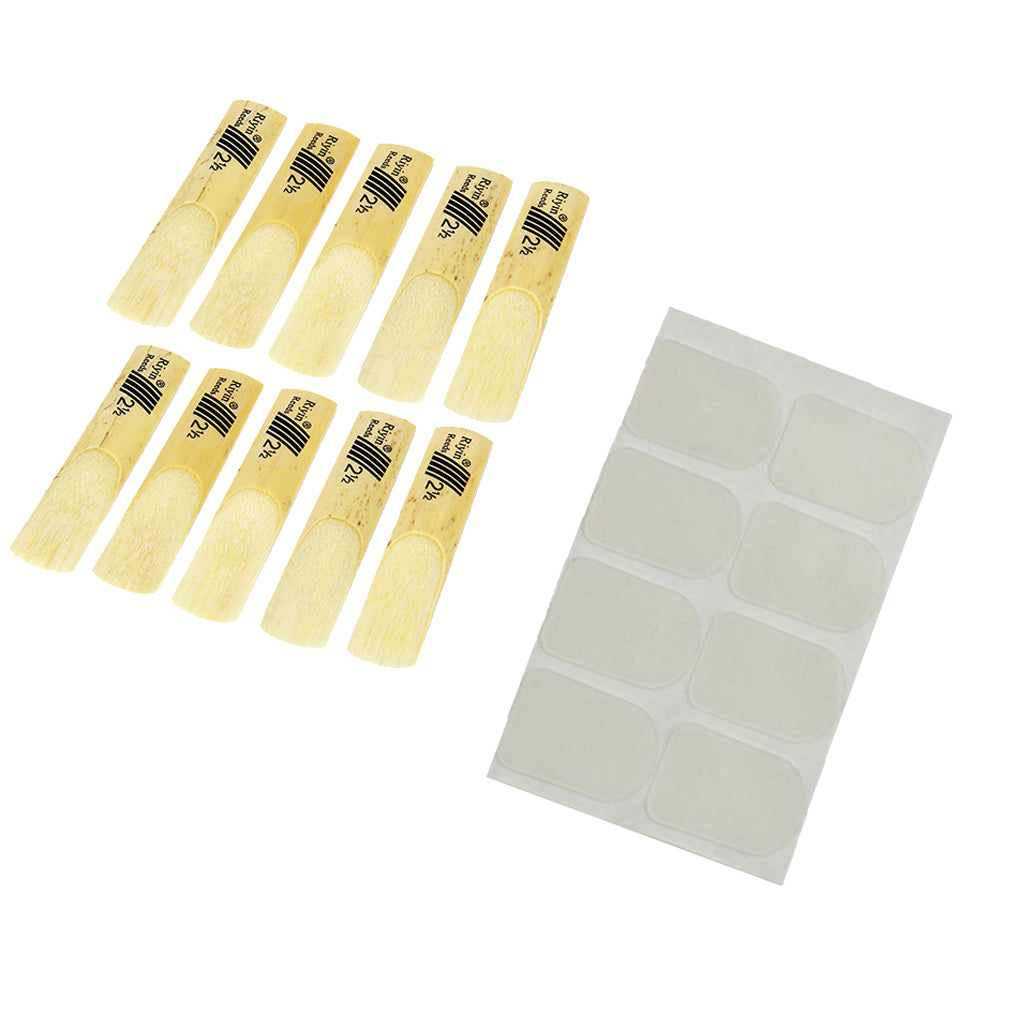 8pcs 0.3mm Sax Mouthpiece Pads+10pcs bE Saxophone Reeds Strength 2.5 Reeds