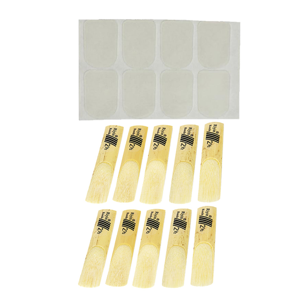8pcs 0.3mm Sax Mouthpiece Pads+10pcs bE Saxophone Reeds Strength 2.5 Reeds