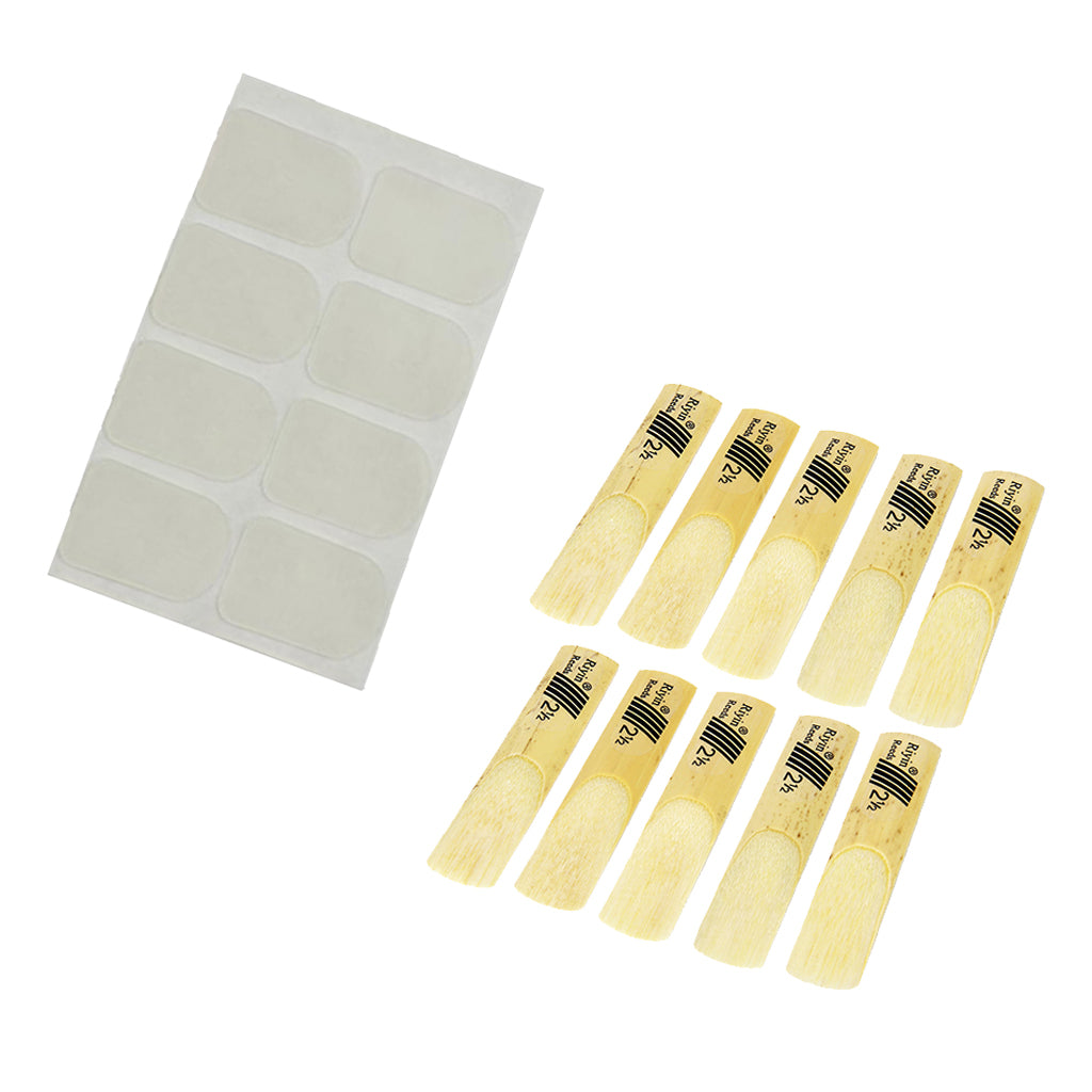 8pcs 0.3mm Sax Mouthpiece Pads+10pcs bE Saxophone Reeds Strength 2.5 Reeds