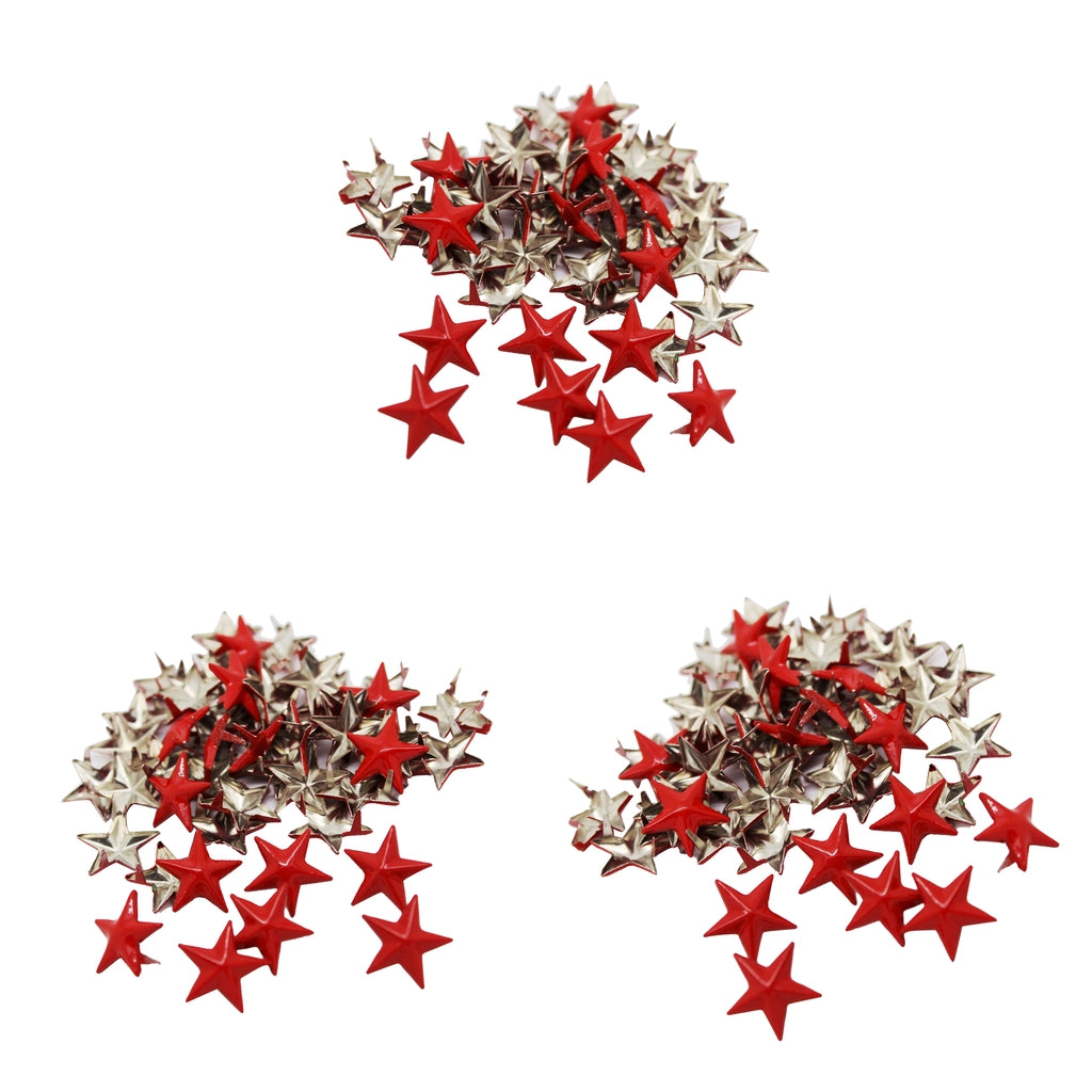 150Pcs Big Red Star Rivet Stud Punk Leathercraft DIY Claw Nailhead 15mm