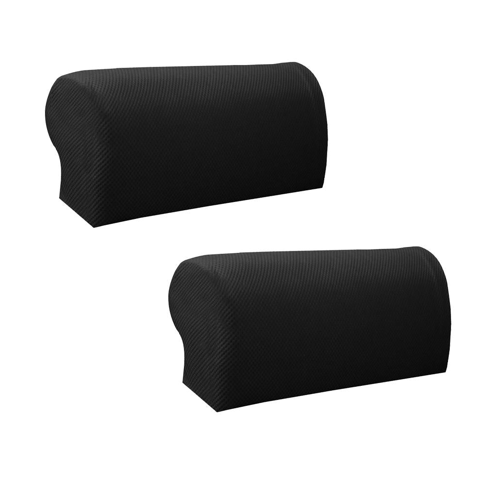 2 Pair Elastic Sofa Armrest Covers Armchair Slipcovers Protector Black