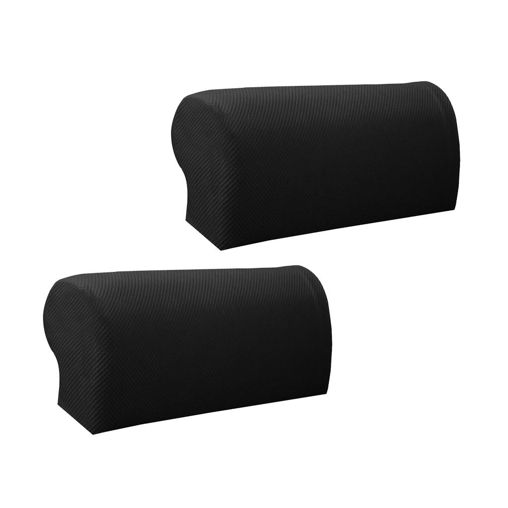 2 Pair Elastic Sofa Armrest Covers Armchair Slipcovers Protector Black