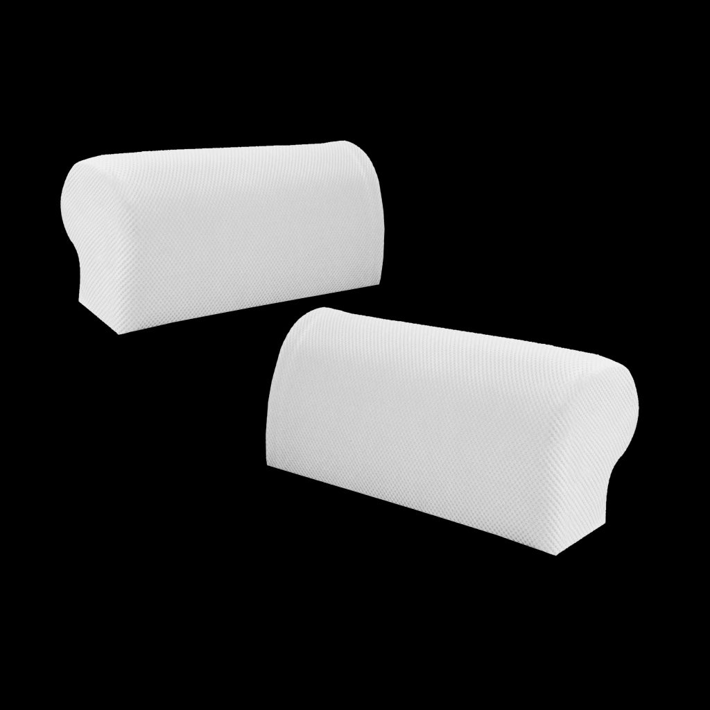 2 Pair Elastic Sofa Armrest Covers Armchair Slipcovers Protector White