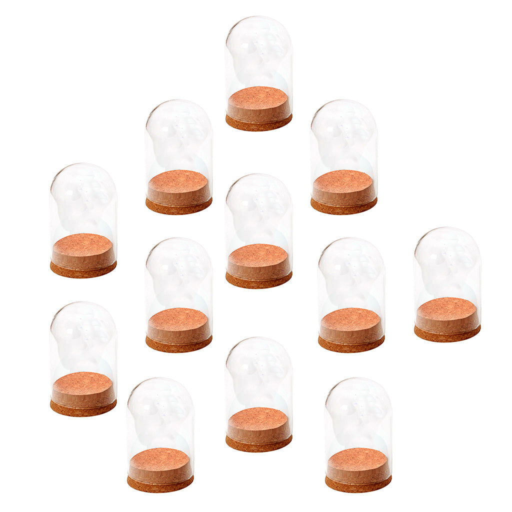 15pcs Mini Glass Dome Cover Flower Doll Toy Display Cloche with Wood Cork