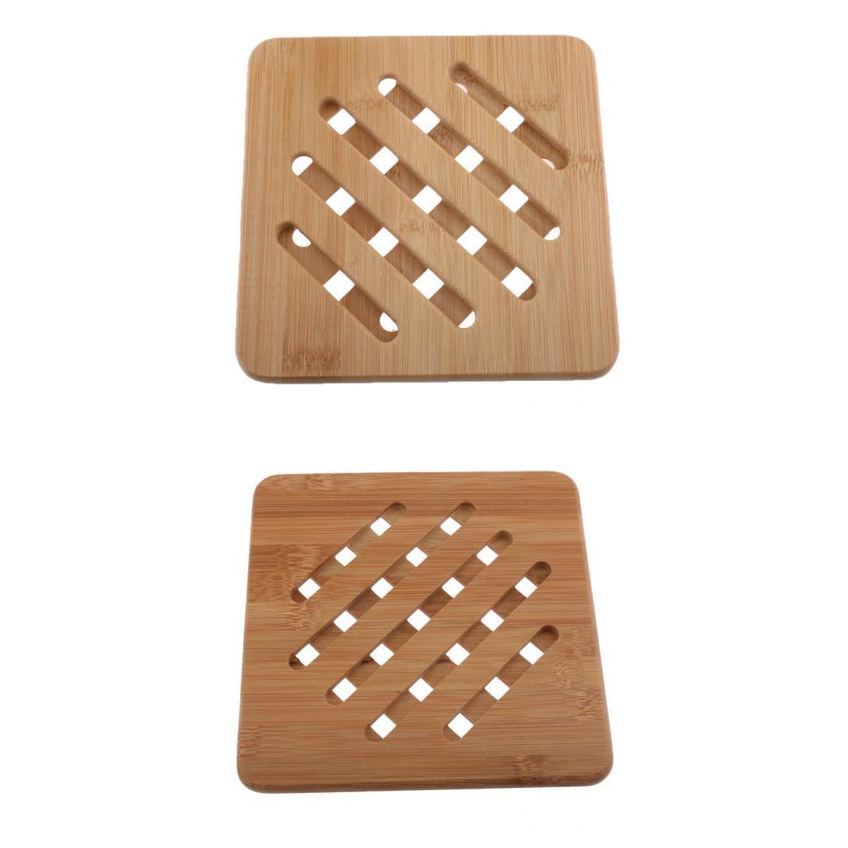 2Pcs Bamboo Hot Pads Trivet Teapot Kitchen Heat Resistant Pads big and small