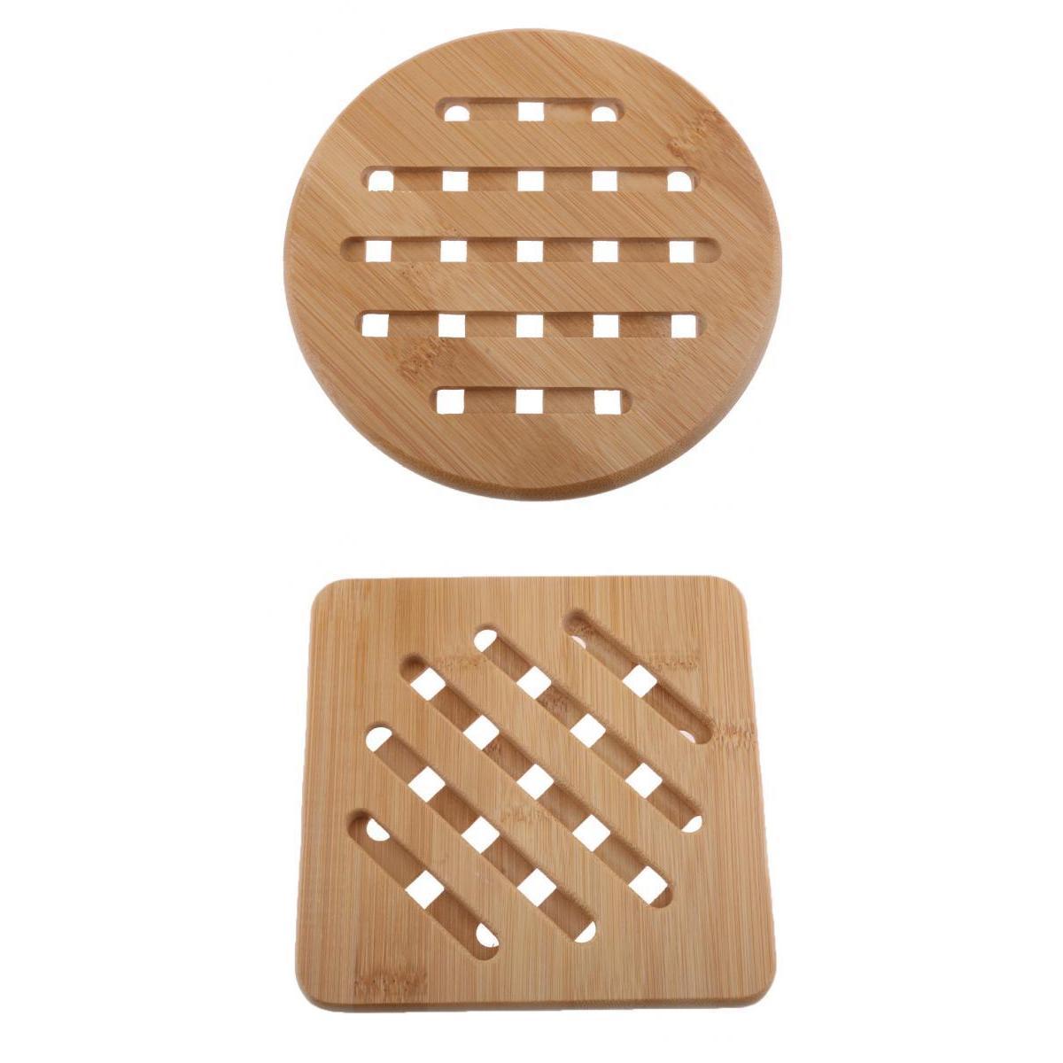 2Pcs Kitchen Bamboo Hot Pads Trivet Heat Resistant Pads Teapot Trivet