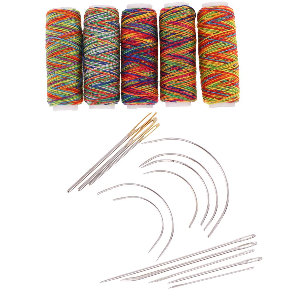 19pcs/set Curved Needles Hand Sewing Needle Threads for Upholstery Household