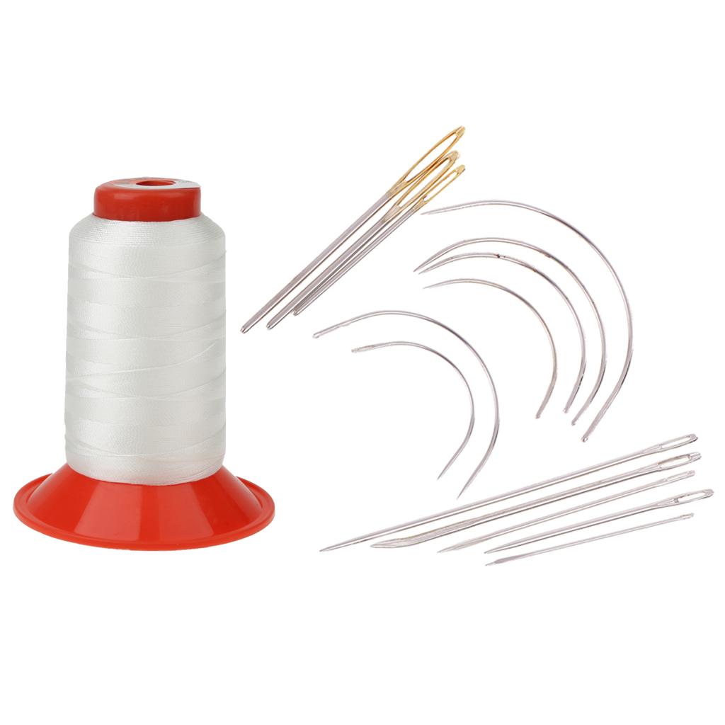 15Pcs Hand Repair Upholstery Sewing Needles Threads Carpet Leather Curved