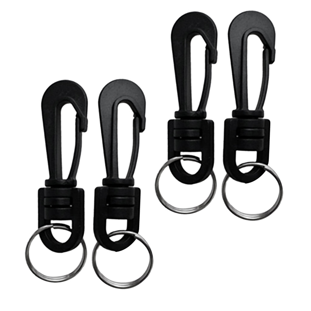4Pieces Scuba Diving Plastic Swivel Spring Snap Hook Clip with Split Rings