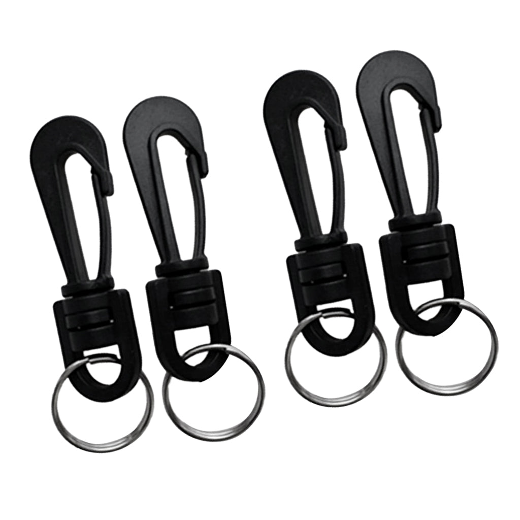 4Pieces Scuba Diving Plastic Swivel Spring Snap Hook Clip with Split Rings